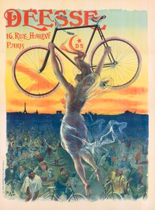 Francouzský secesní plakát pro jízdní kola Deesse, kolem roku 1898 (litografie)