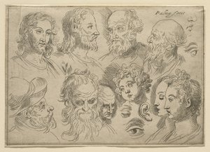 Náčrt s deseti hlavami, 1636 od Palma Il Giovane