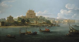 Pohled na Villa Costaguti a Villa Pamphilj mezi Anzio a Nettuno. od Paolo Anesi