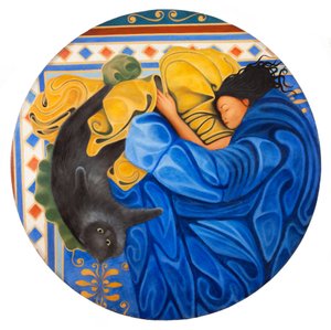 Barbara a Camilla, 2016 (olej na dřevěné desce)