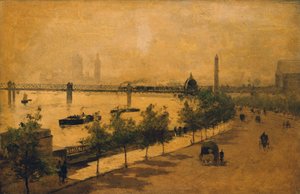 The Thames Embankment, Londýn (olej na panelu)