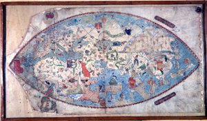 Mapa světa Paola Toscanelliho (1397 - 1497). 1457. Tato mapa představuje evropský obraz Země před objevením velkých kontinentů. Knihovna Nazionale Florence od Paolo Toscanelli