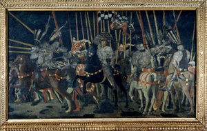 Protiútok Micheletta da Cotignola (bitva u San Romana). Druhá epizoda ilustrující protiútok Micheletta da Cotignola. Obraz od Paola di Dono dit Paolo Uccello (1397-1475) od Paolo Uccello