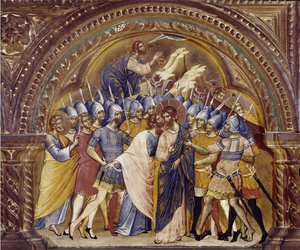 Vzetí Krista, detail polyptika Santa Chiary. (olej na dřevě, cca 1350) od Paolo Veneziano