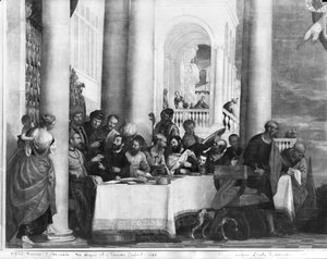 Jídlo v domě Šimona Farizea, detail levé strany, 1570 od Paolo Veronese