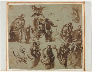 Různé náčrtky Madony s dítětem (recto) od Paolo Veronese