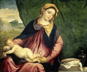 Madonna se spícím dítětem od Paris Bordone