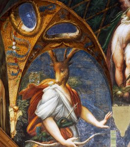 Actaeon se proměnil v jelena Dianou, detail haly Diane a Acteon od Parmigianino