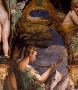 Postava lovce z mýtu o Dianě a Actaeonu od Parmigianino