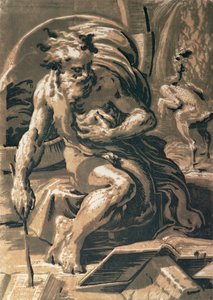 Diogenes, vyrytý Ugo da Carpi (1470/80-1532) (šerosvitový dřevoryt)