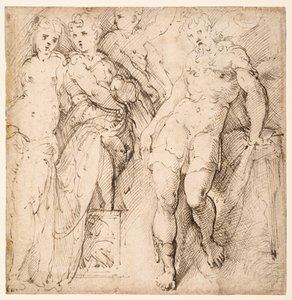 Čtyřfigurové studie (recto) od Parmigianino