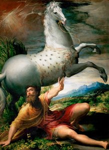 "Obrácení svatého Pavla na cestě do Damašku" obraz Girolama Francesco Maria Mazzola nebo Mazzuoli dit il Parmigianino přezdívaný Parmezán (1503-1540) kolem roku 1528 Muzeum dějin umění, Vídeň od Parmigianino