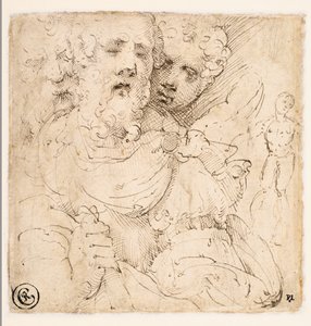 Studie tváří a stojící postavy (verze) od Parmigianino