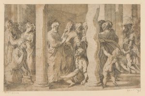 Svatí Petr a Jan uzdravují ochrnutého od Parmigianino (attributed to)