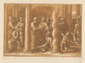Svatí Petr a Jan uzdravují ochrnutého od Parmigianino (attributed to)