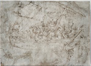 Dvě kresby lodí verso, 1410s.