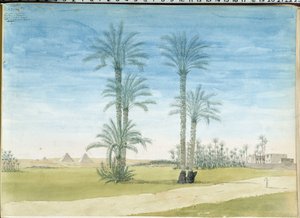 Egypt: „“ Pyramidy Gyze (Guizeh, Guiseh, Gíza) Kresba Pascala Coste (1787-1879) Muzeum středomořské archeologie, Marseille od Pascal Xavier (after) Coste