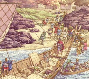 Nájezd Vikingů (kvaš na papíře)