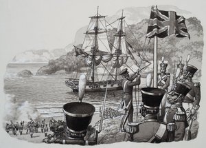 Příjezd do Západní Austrálie 21. ledna 1827 (kvaš na papíře)