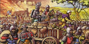 Vypálení města Bar-sur-Seine v roce 1359 (kvaš na papíře)
