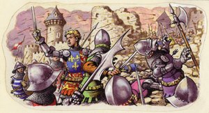 Harfleur obležený králem Jindřichem V. (kvaš na papíře)