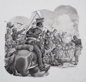 Lehké jezdectvo (kvaš na papíře)