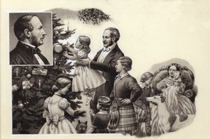 Princ Albert a královský vánoční strom (kvaš na papíře)