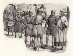 Pěšáci ze 14. století (kvaš na papíře)