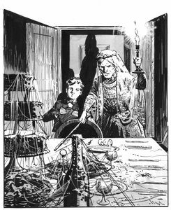 Ilustrace k Velké naději Charlese Dickense (pero a tuš)
