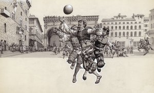 Hrajeme fotbal ve Florencii (kvaš na papíře)