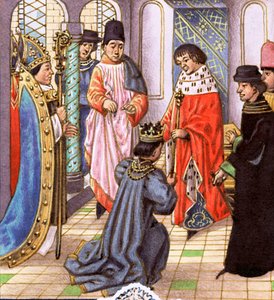 Richard II. se vzdává koruny ve prospěch Jindřicha Bollingbroka, pozdějšího Jindřicha IV.