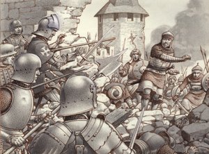 Obléhání Rhodu v roce 1522 (kvaš na papíře)