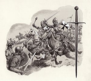 Teutonští rytíři (kvaš na papíře)