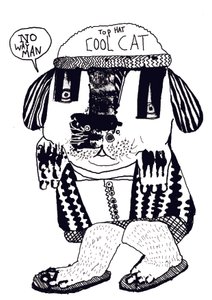 Cool Cat, 2014 (tuš a olej)