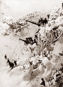 Postavení italského dělostřelectva na horském vrcholu, asi 1914-1918 (čb fotografie) od Patrice Cartier