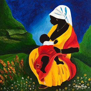 Mateřství, 2019 (akryl na dřevě) od Patricia Brintle