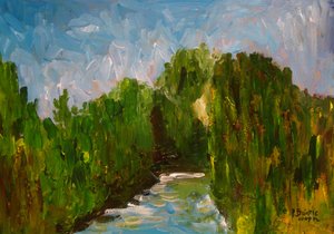 Klikatá řeka, 2009 (akryl na dřevě) od Patricia Brintle