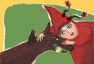 Červená Karkulka, 2025 (akryl; digitální) od Patrizia La Porta