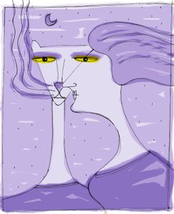 Strega del Tchesal (Chiesale): čarodějnice, která se mění v kočku, aby špehovala lidi. Ilustrace Patrizia La Porta. od Patrizia La Porta