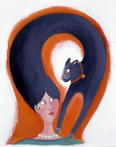 Účes ženy, která se mění v kočku - ilustrace Patrizia La Porta od Patrizia La Porta