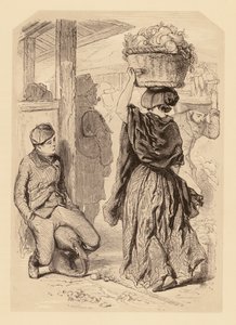 Gavarni v Londýně: Covent Garden Market (litografie)
