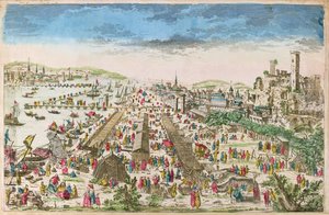 Veletrh Beaucaire a výhled na Tarascon od Paul André Basset