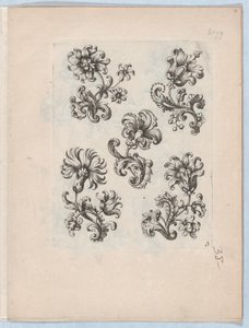 Série malých květinových motivů, deska 3, ca. 1670-85, ca. 1670-85. od Paul Androuet Du Cerceau