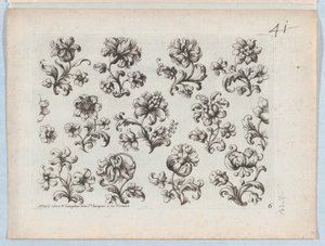 Série malých květinových motivů, deska 6, ca. 1670-85, ca. 1670-85. od Paul Androuet Du Cerceau