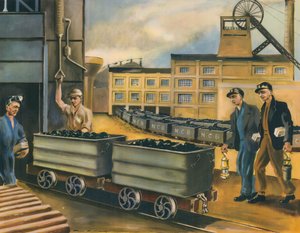 Čelo uhelného dolu ve Spojeném království (barevná litografie) od Paul B. Mann