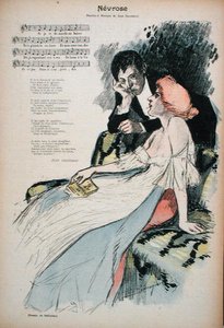 Neuróza, ilustrace k básni Jean Grandeau, kolem roku 1896 (barevné lito) od Paul Balluriau