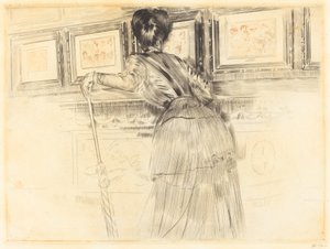 Před Watteaus v Louvru od Paul Cesar Helleu