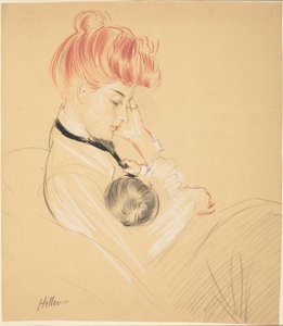Madame Helleu Cradling Paulette v náručí od Paul Cesar Helleu