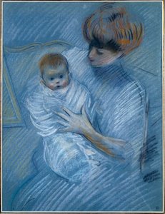 Mateřství. Kresba Paul Helleu (1859-1927), 20. století. Portrét matky s dítětem. Bayonne, Bonnatovo muzeum od Paul Cesar Helleu