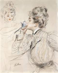 Parfém (uhl, pastel a sangvinik na kartonu od Paul Cesar Helleu